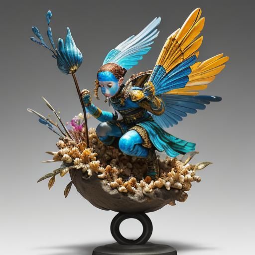 Hyperrealistic Sculpture of Pipi Longstocking with Wings