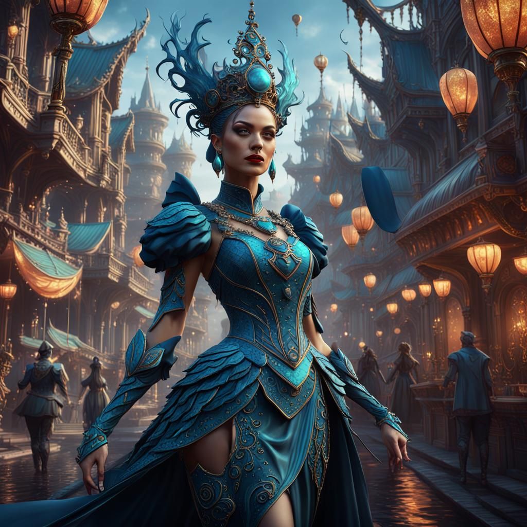 Detailed Showgirl Matte Painting in Fantasy Art Style