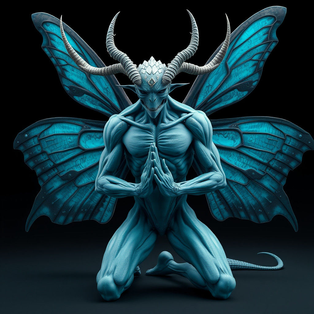 Surreal Clockwork Creature with Butterfly Wings