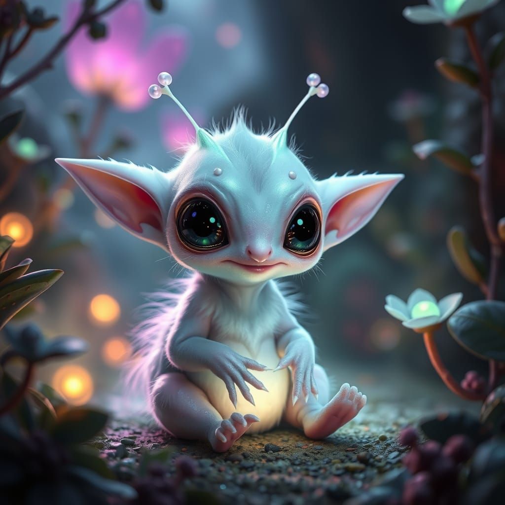 Cuddly Furry Alien Creature in a Magical Alien World