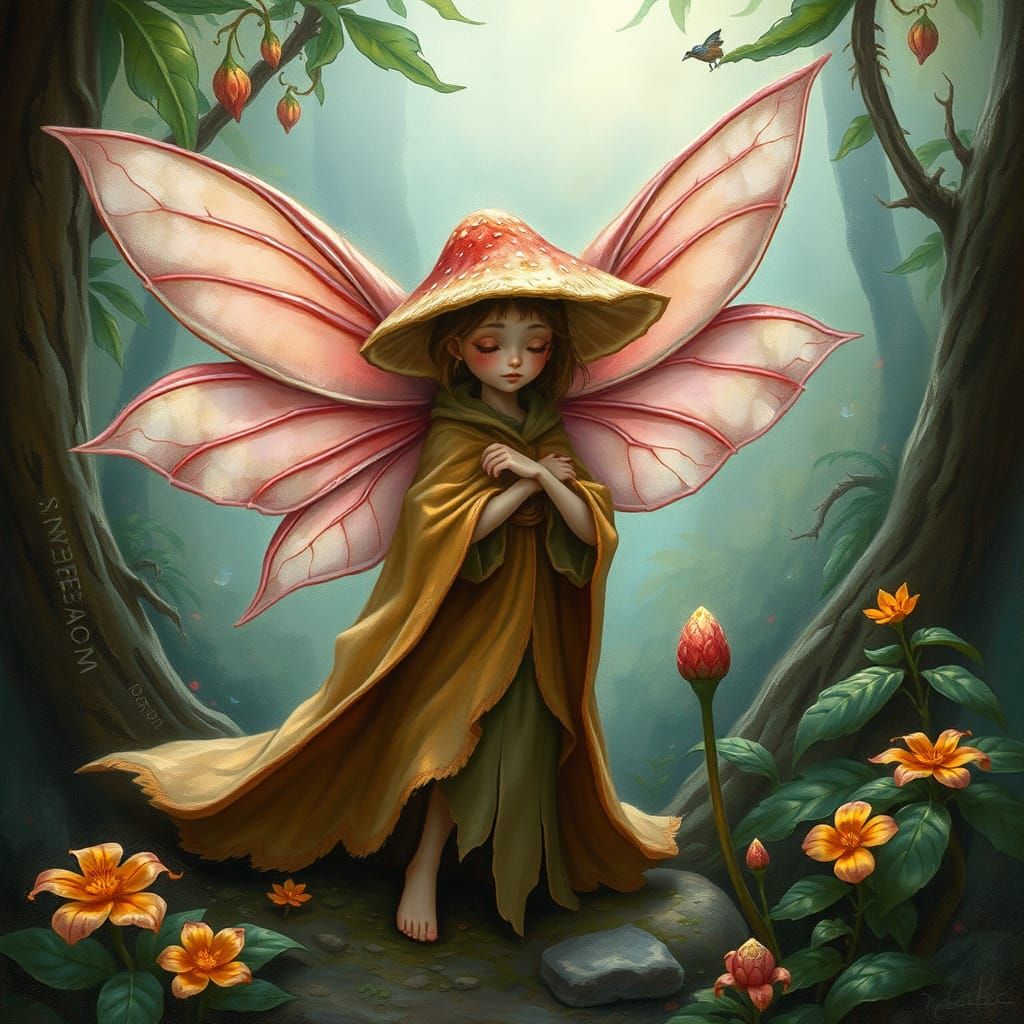 Mushroom Fairy in Whimsical Fantasy Style