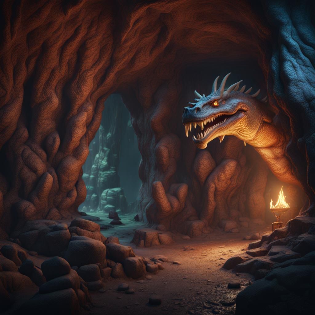 Tatzelwurm in Bavarian Alps Cave: Detailed Matte Painting