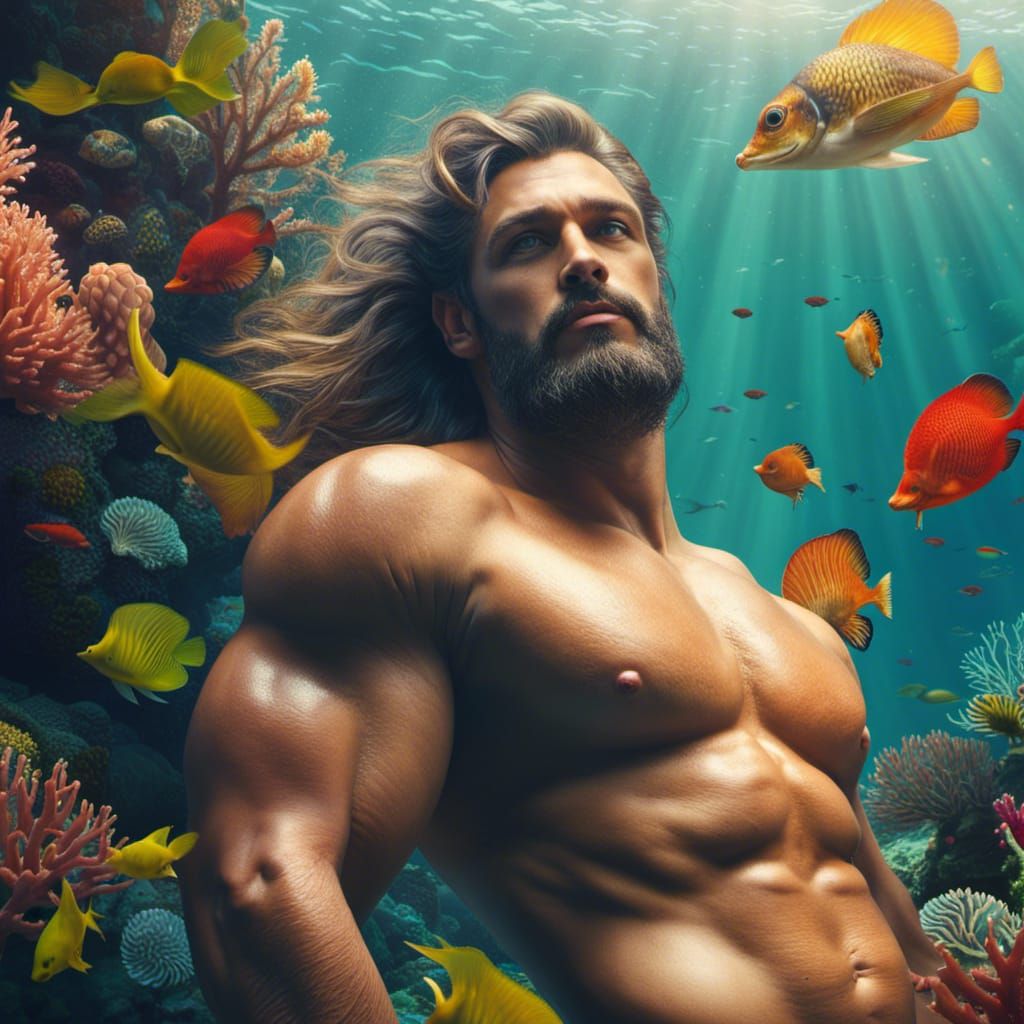 Merman Centaur in Underwater Fantasy Dreamscape