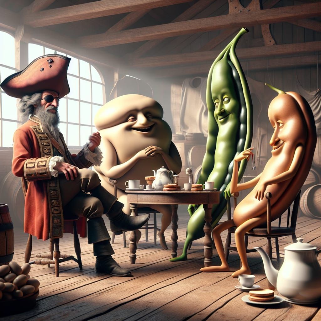 Pirate's Tea Party with Personified Beans
