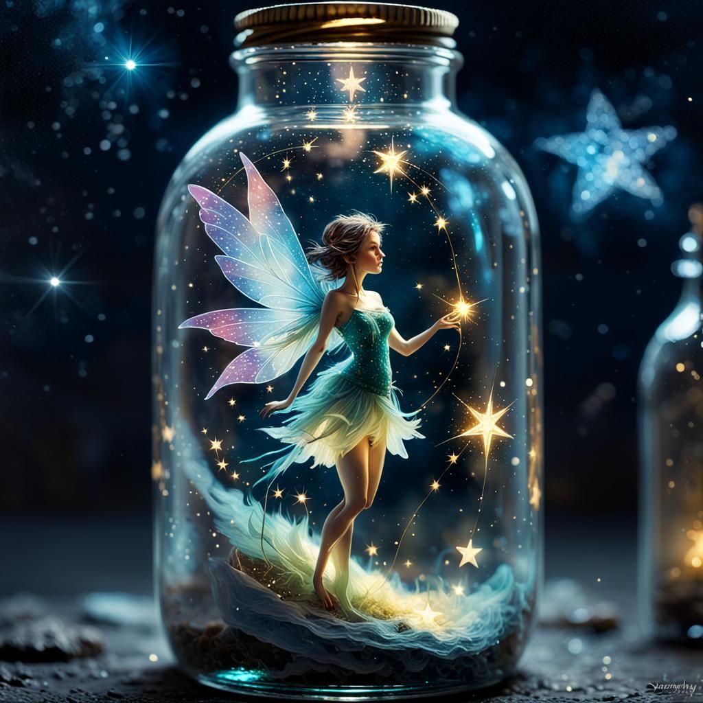 Magical Fairy Trapped in Bottle, Luminous Stars