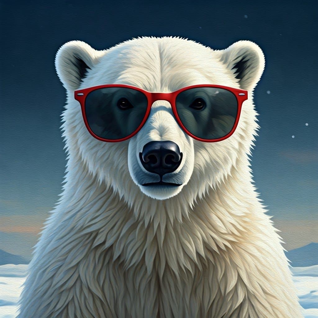 Polar Bear in Sunglasses: Oil Painting Portrait