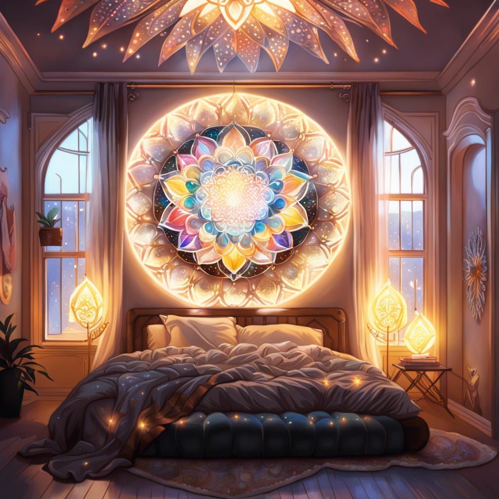 Sparkly Mandala in Fairy Room, Digital Art