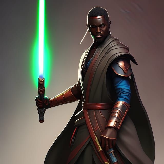Hyperdetailed Portrait of a Dark-Skinned Jedi