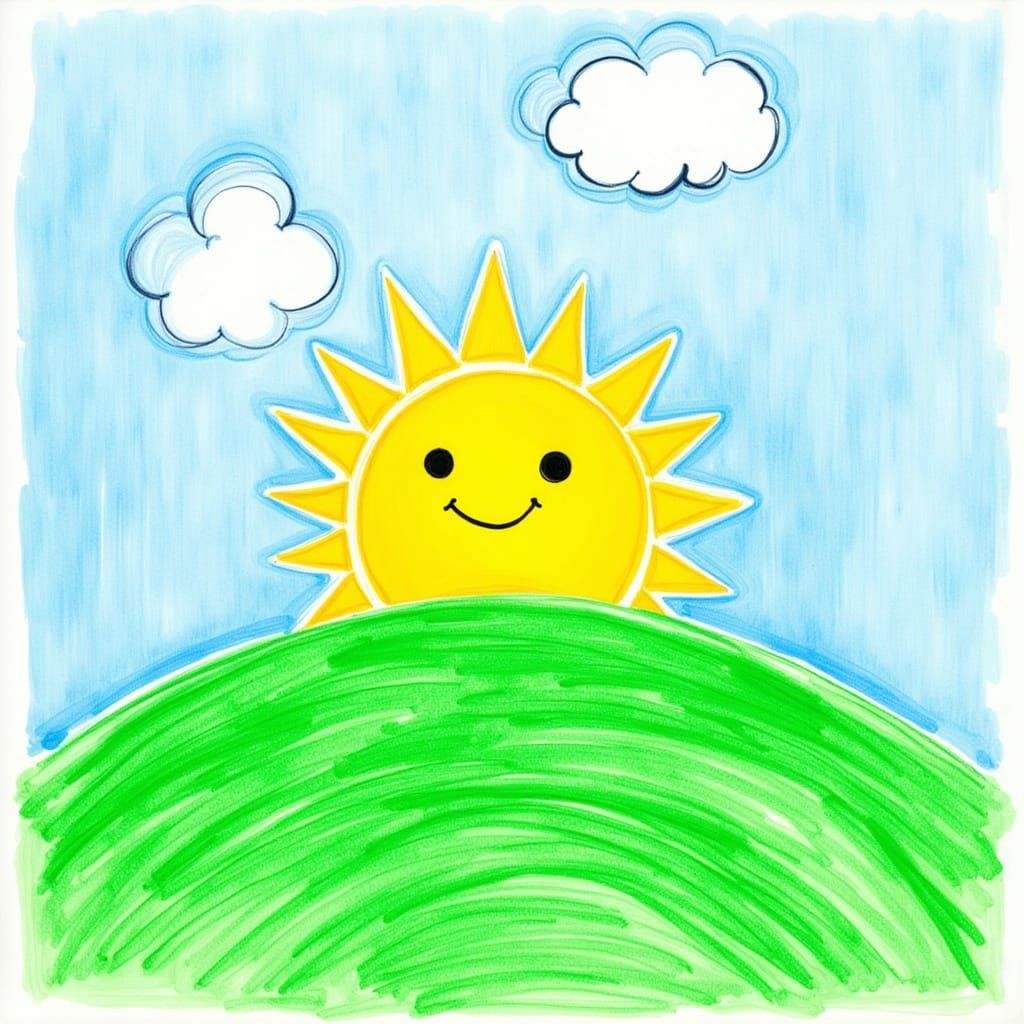 Child’s drawing of a bright new day