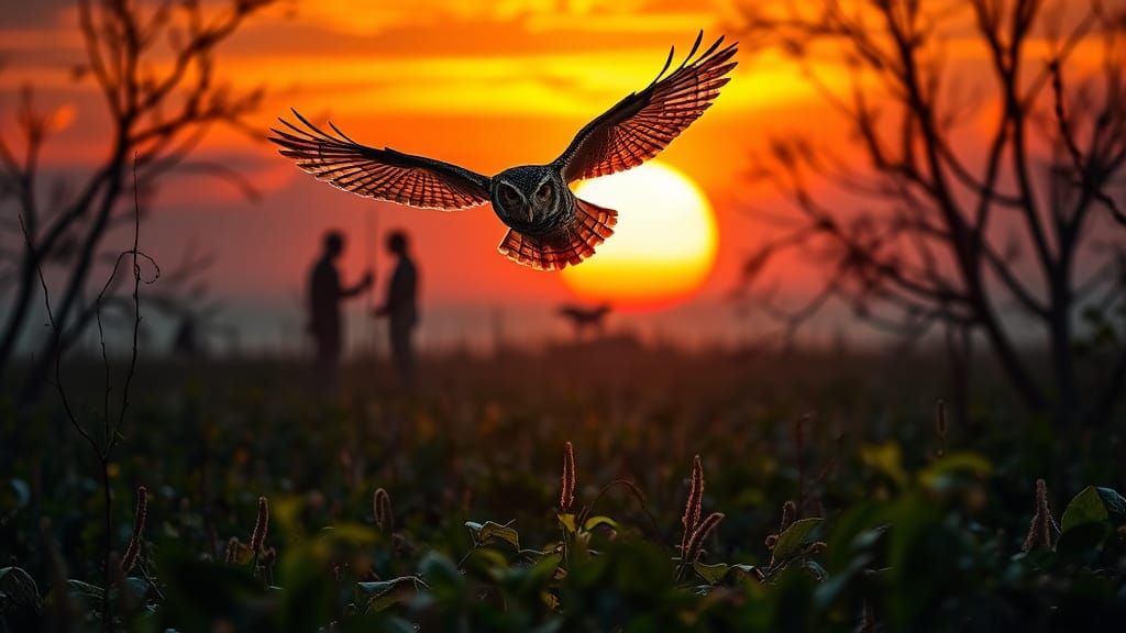 Owl Silhouetted Against a Breathtaking Sunset