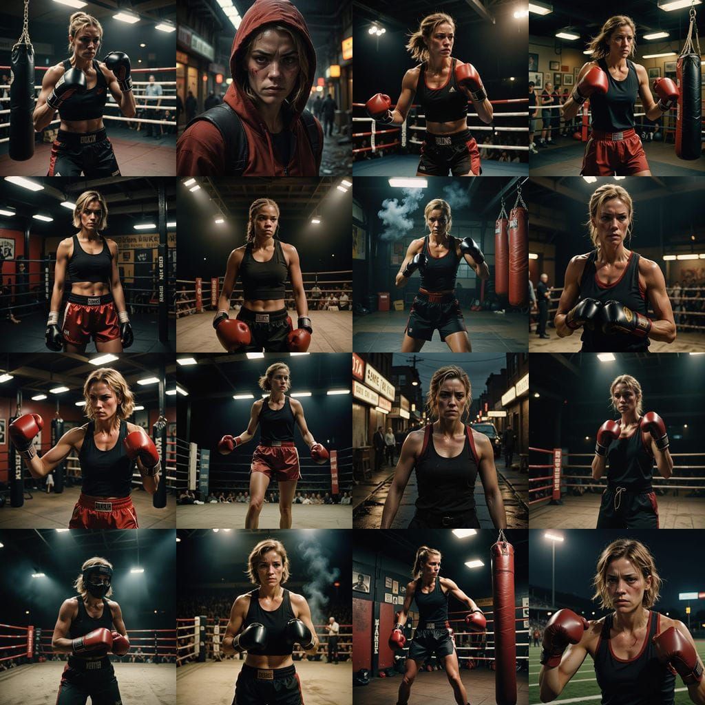 A Female Boxer in Cinematic Film Style