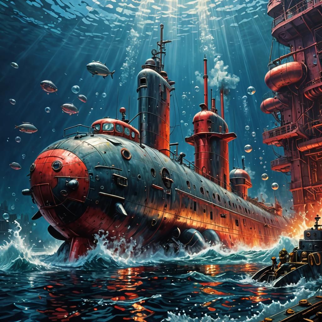 Underwater Soviet Submarine in Atomic Battle