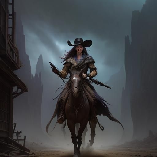 Western Outlaws in Desert Rain: Cinematic Digital Art