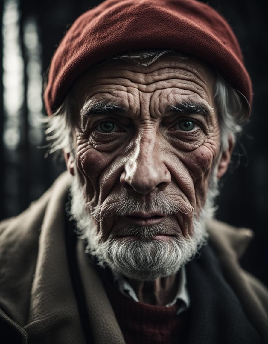 Dramatic Black and White Portrait of an Old Man
