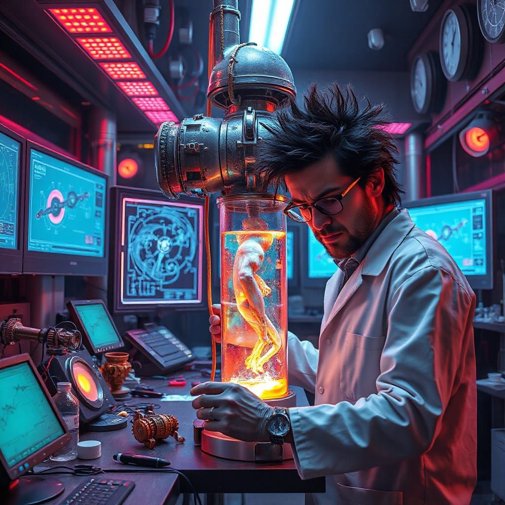 Eccentric Scientist Prepares Chymestri in a Futuristic Labor...