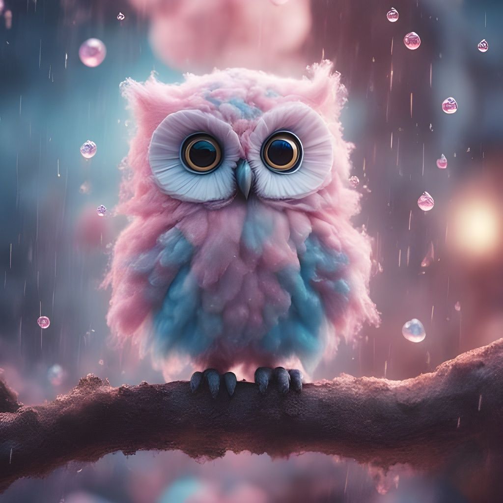 Fluffy Cotton Candy Owl