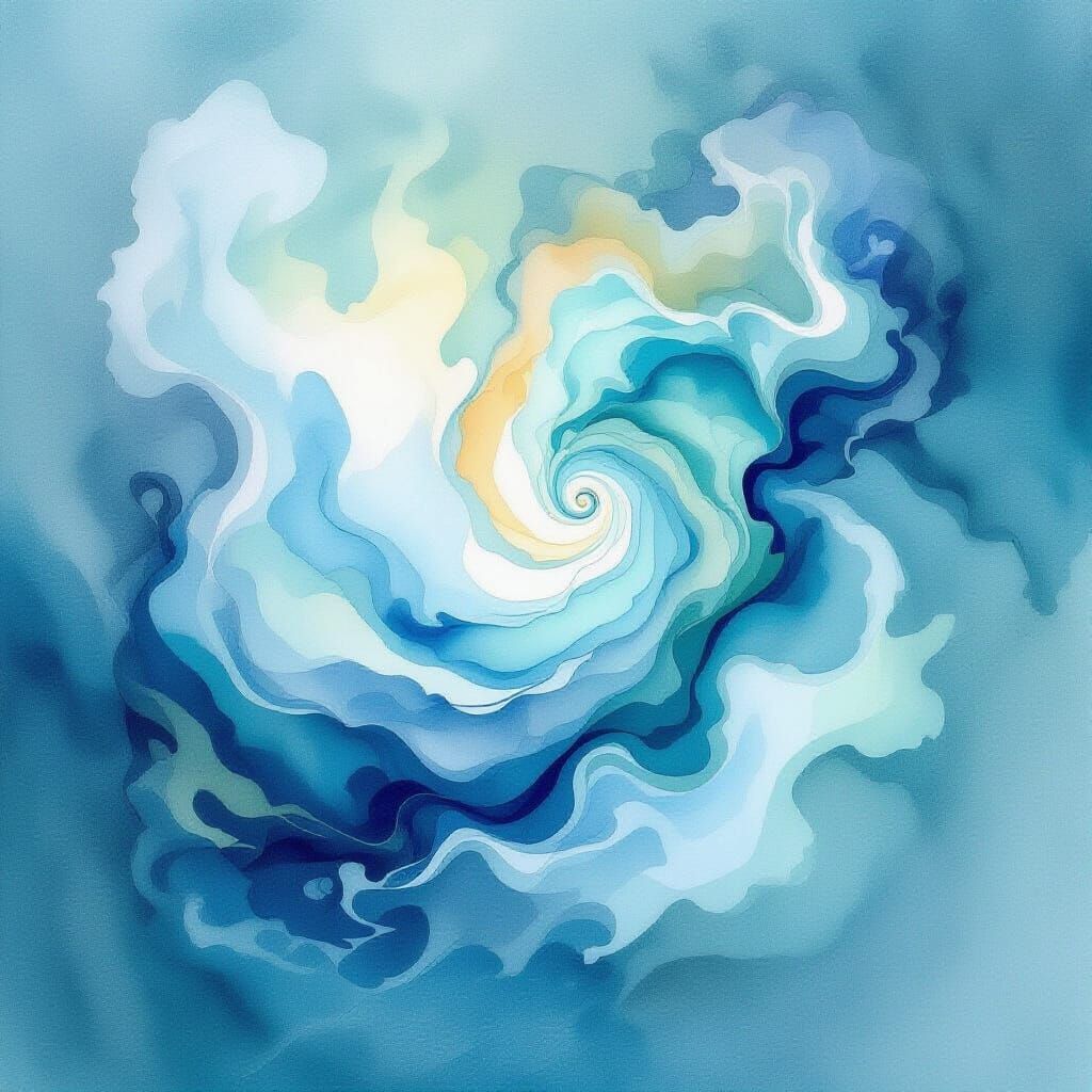 Ethereal Watercolor Abstract of Water's Essence