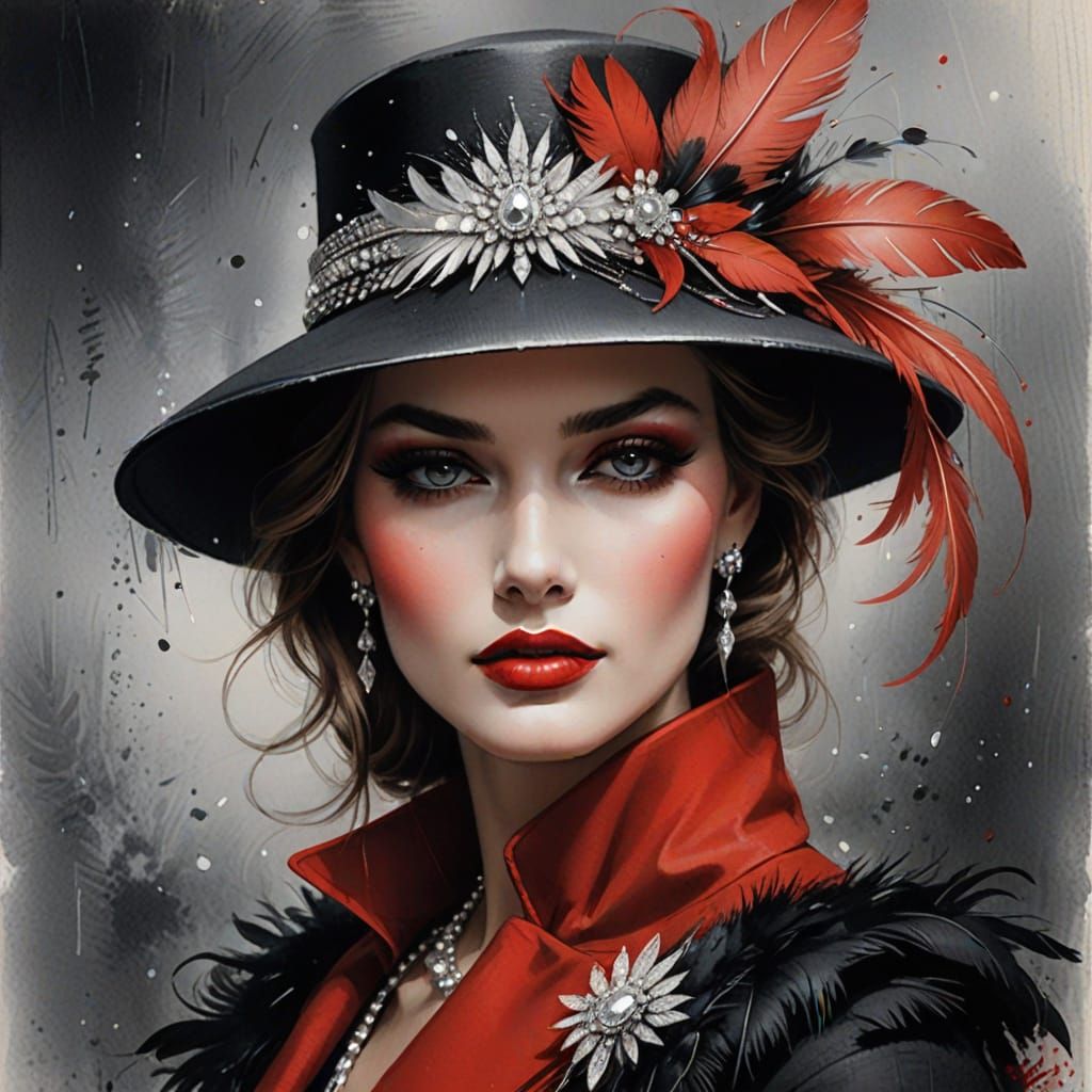 Elegant Lady in Pencil Sketch Style