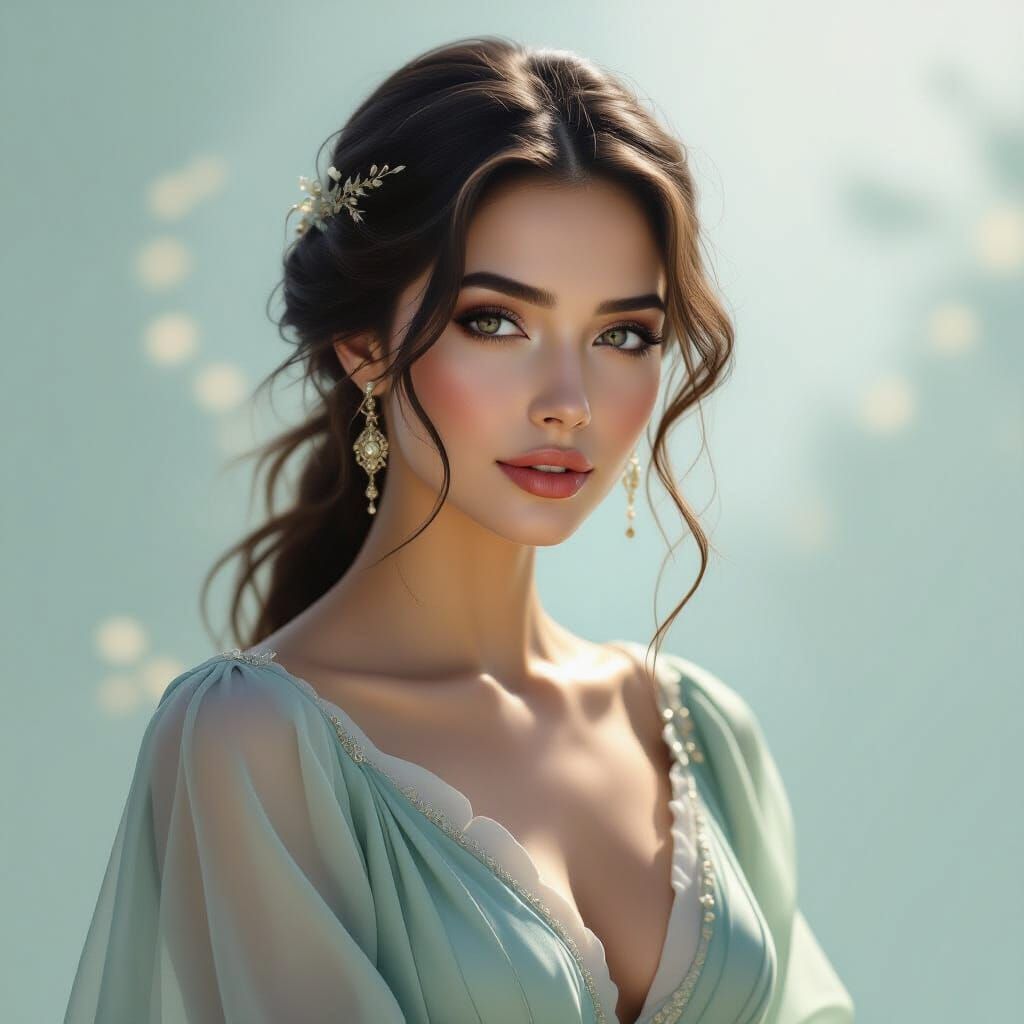 Ethereal Woman's Serene Face in Mystical Style