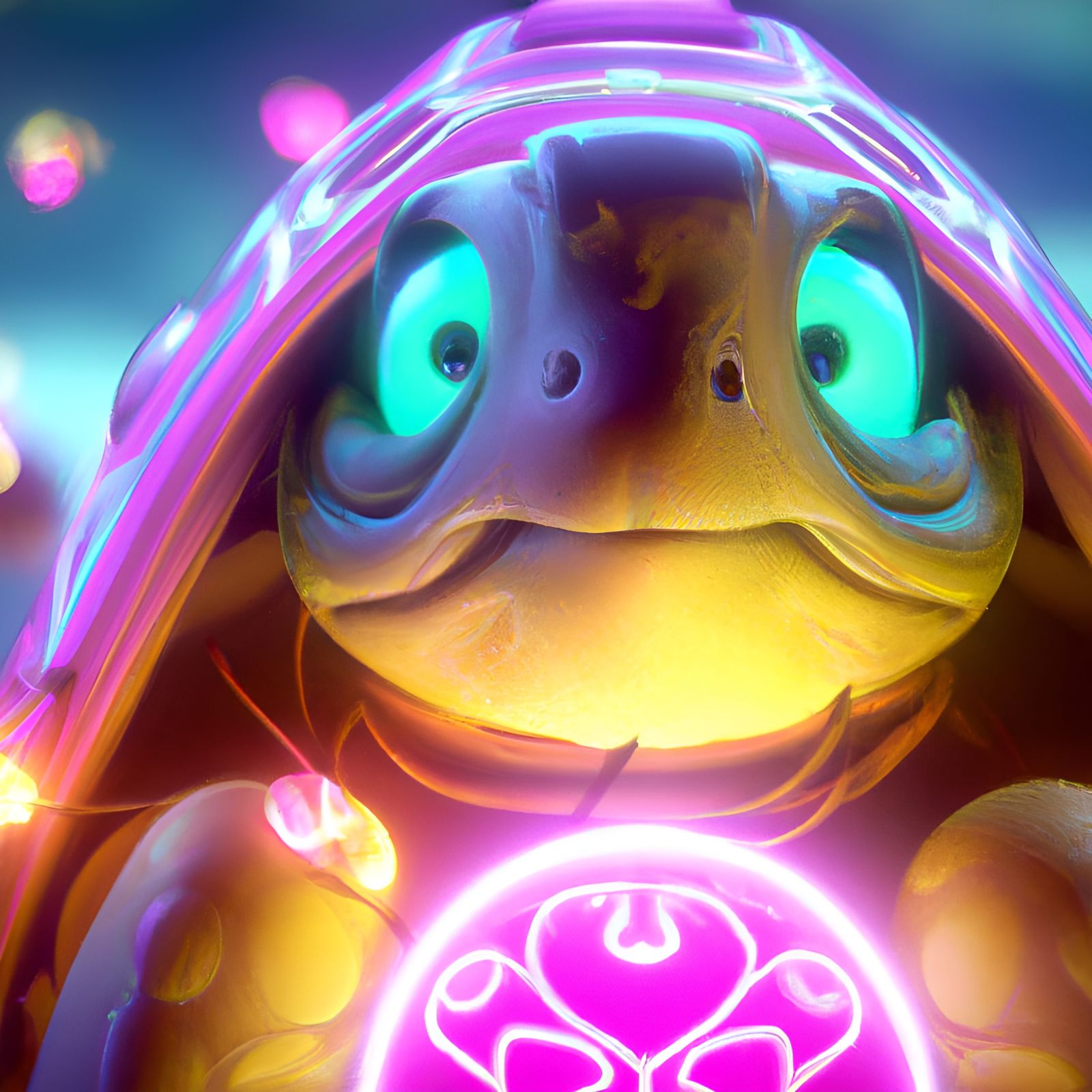 Adorable Electric Turtle in Detailed 3D Render