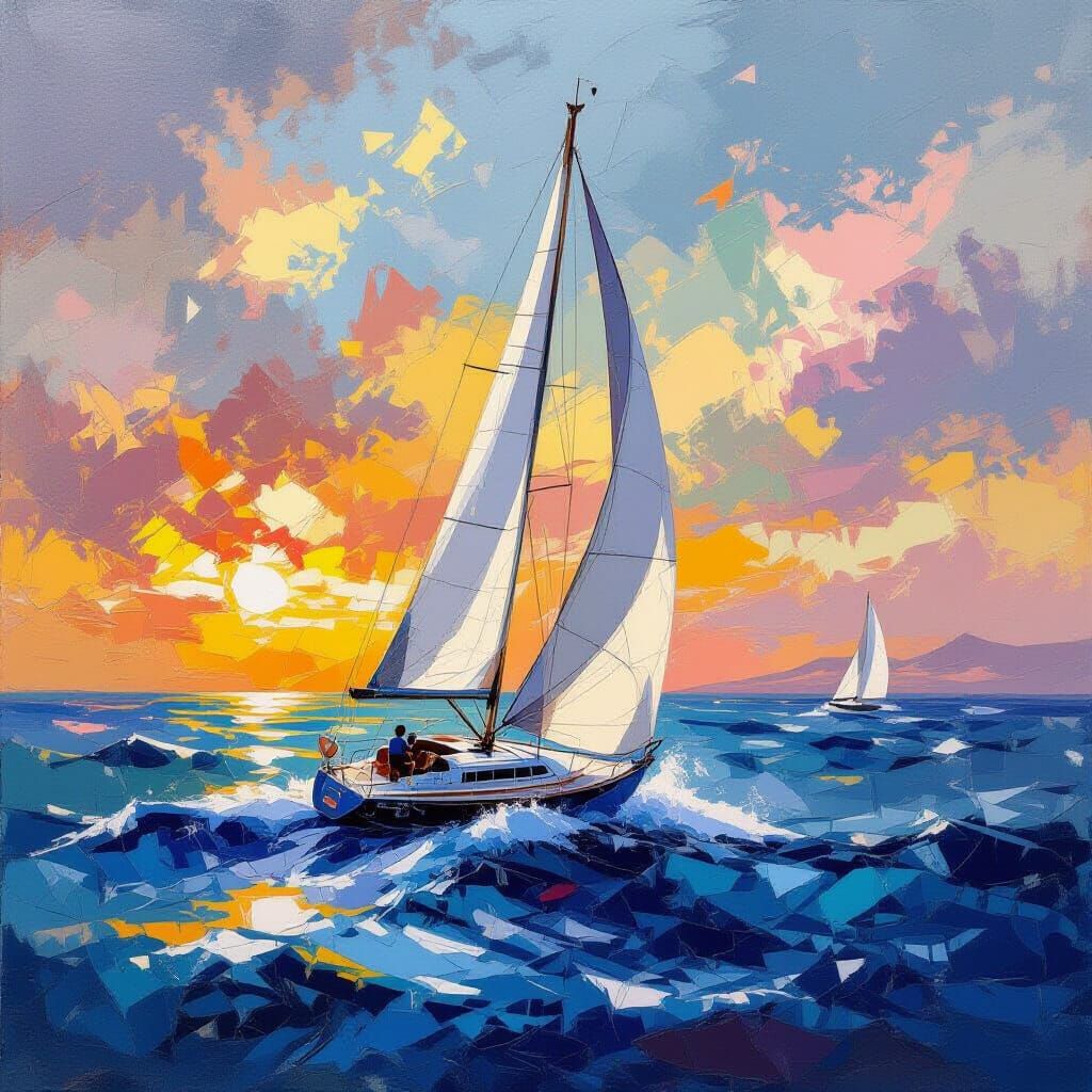 Abstract Sailing Poster: California to Hawaii
