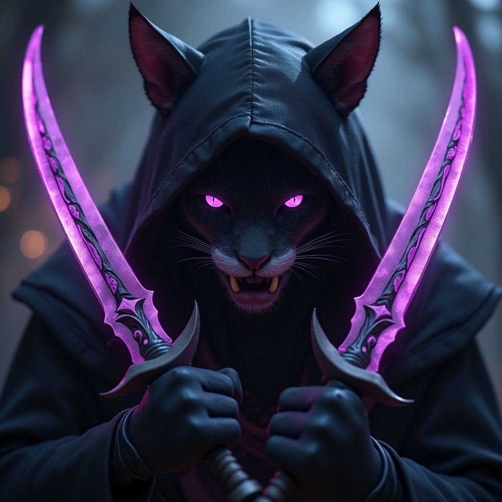 Feline Soulknife Rogue in Mystical Realm