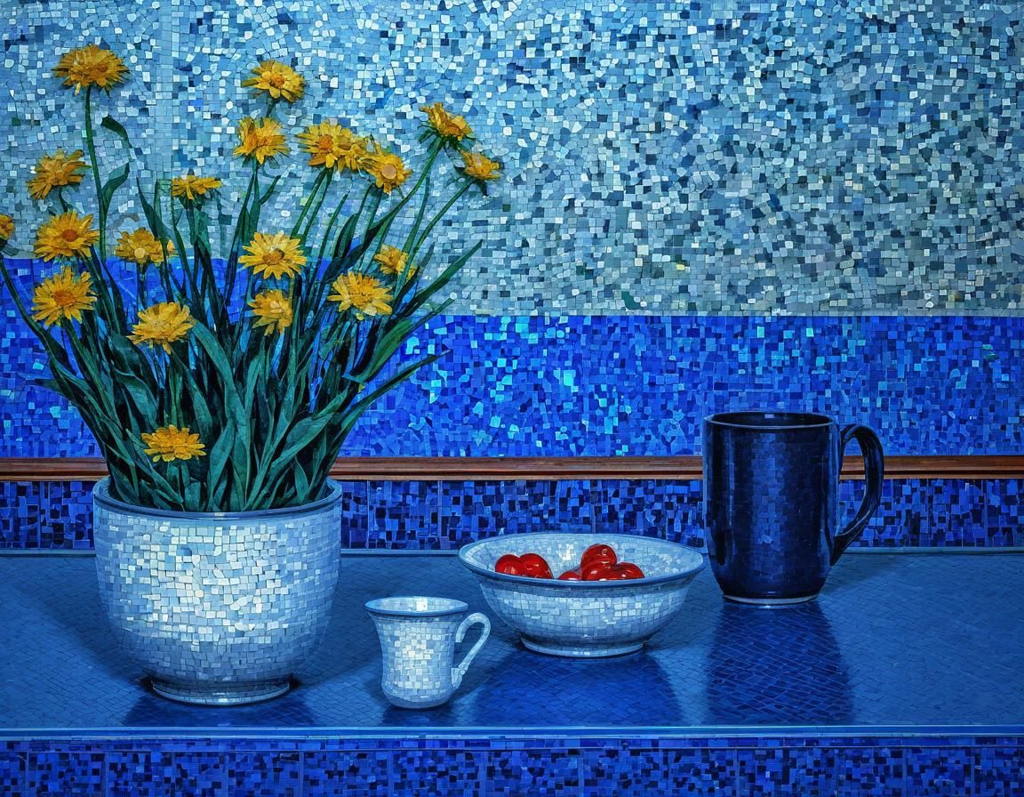 Ethereal Abstract Floral in Retro Impasto Style