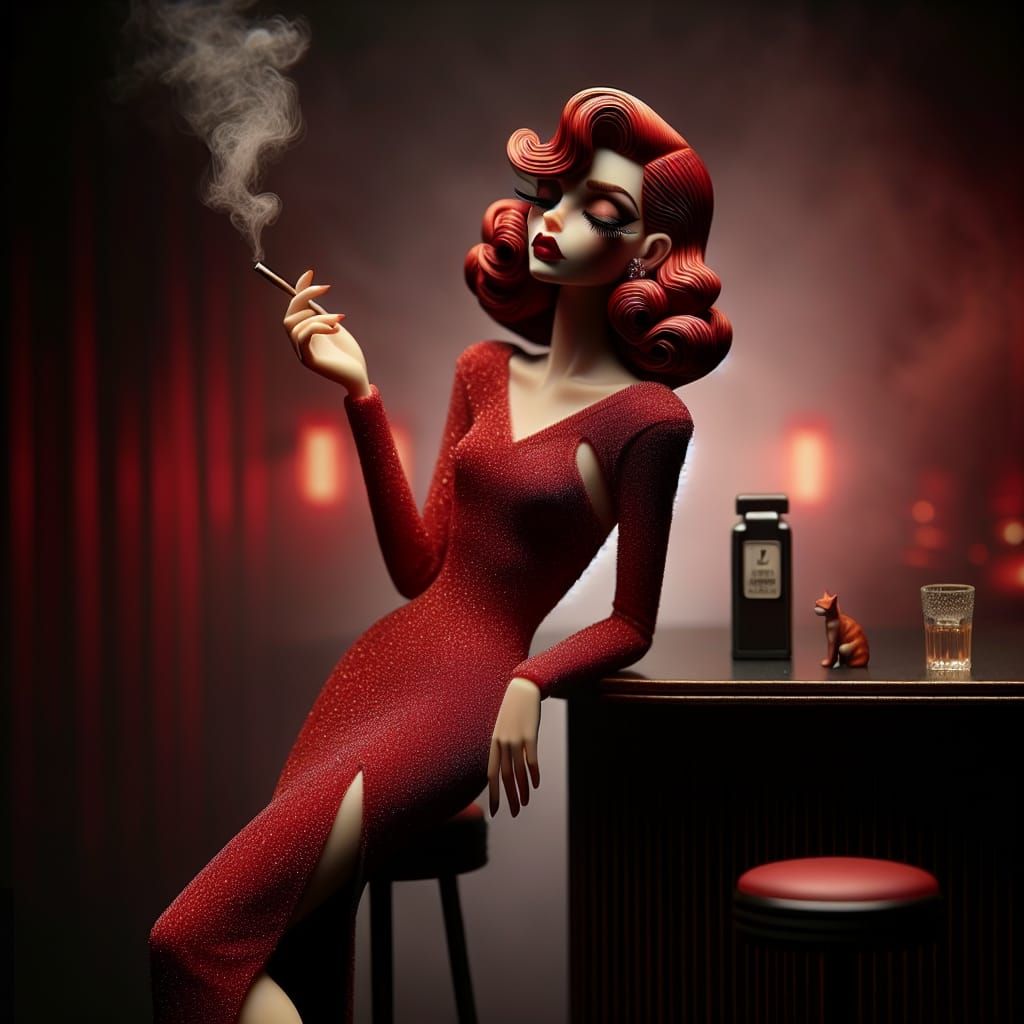 Glamorous Redhead in Jazz Club