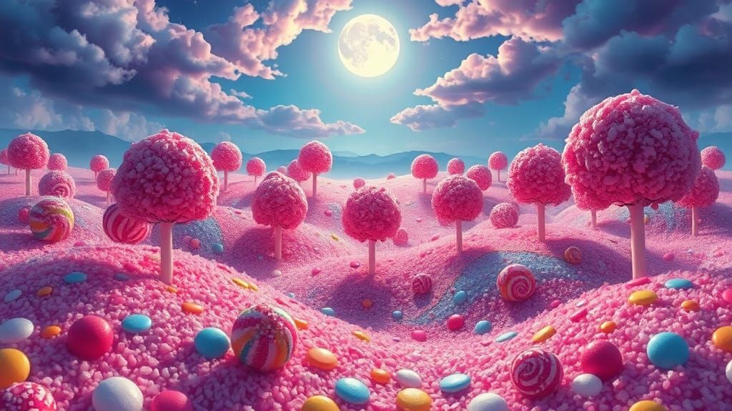Candy Utopia: A Whimsical Dreamscape in Watercolor Style