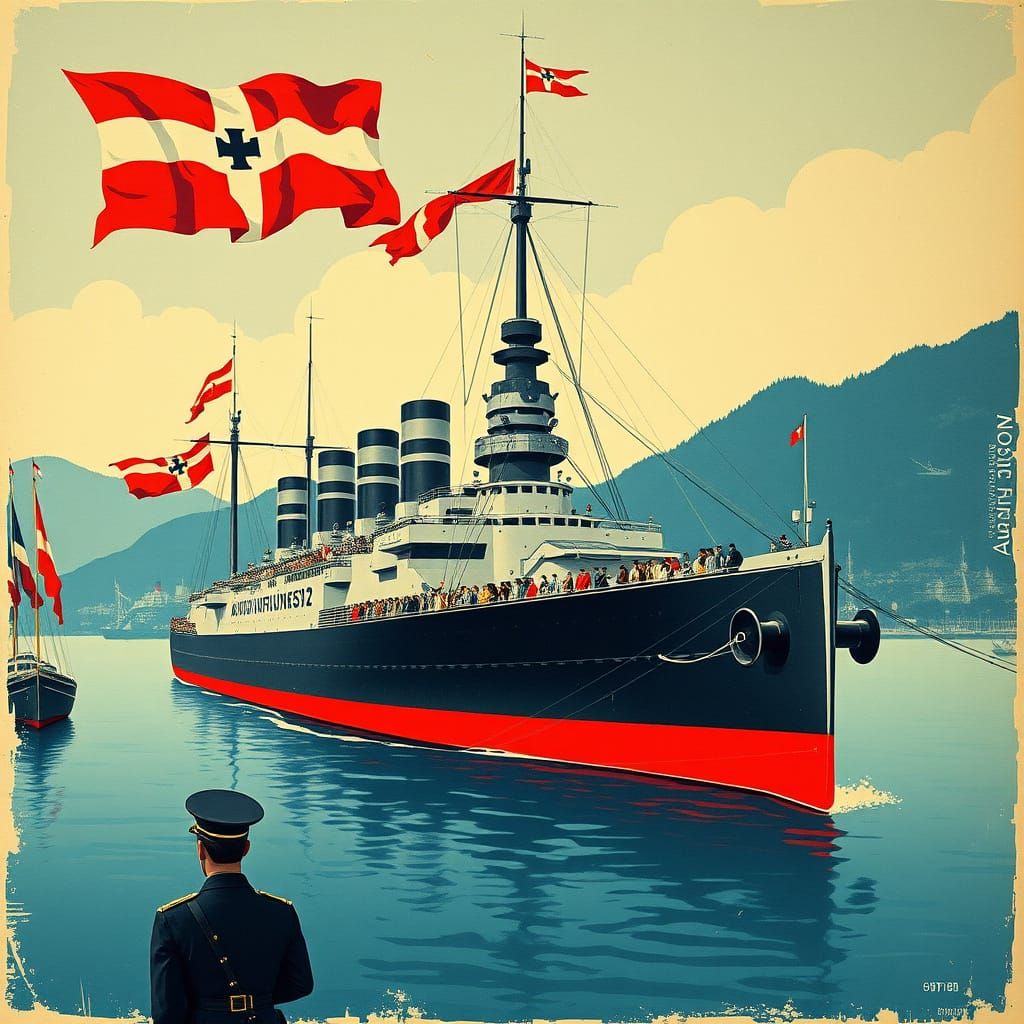 SMS Prinz Eugen: Austro-Hungarian Battleship, Vintage Poster