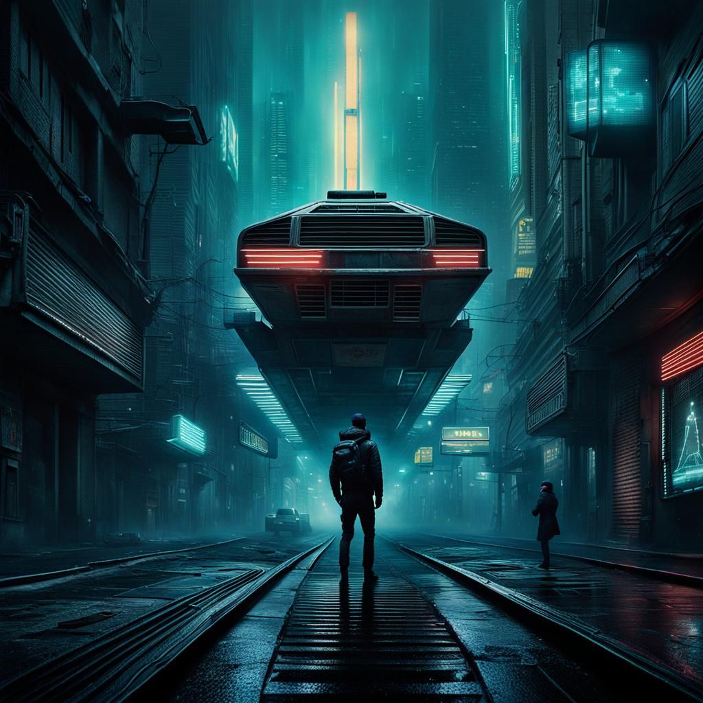 Dramatic Double Exposure Art in Bladerunner 2049 Style