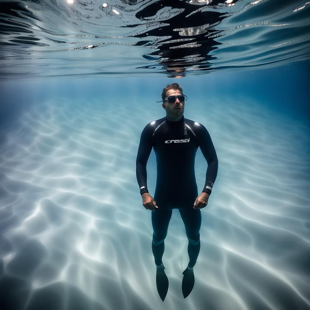 Freediver Reflecting with Whale Underwater