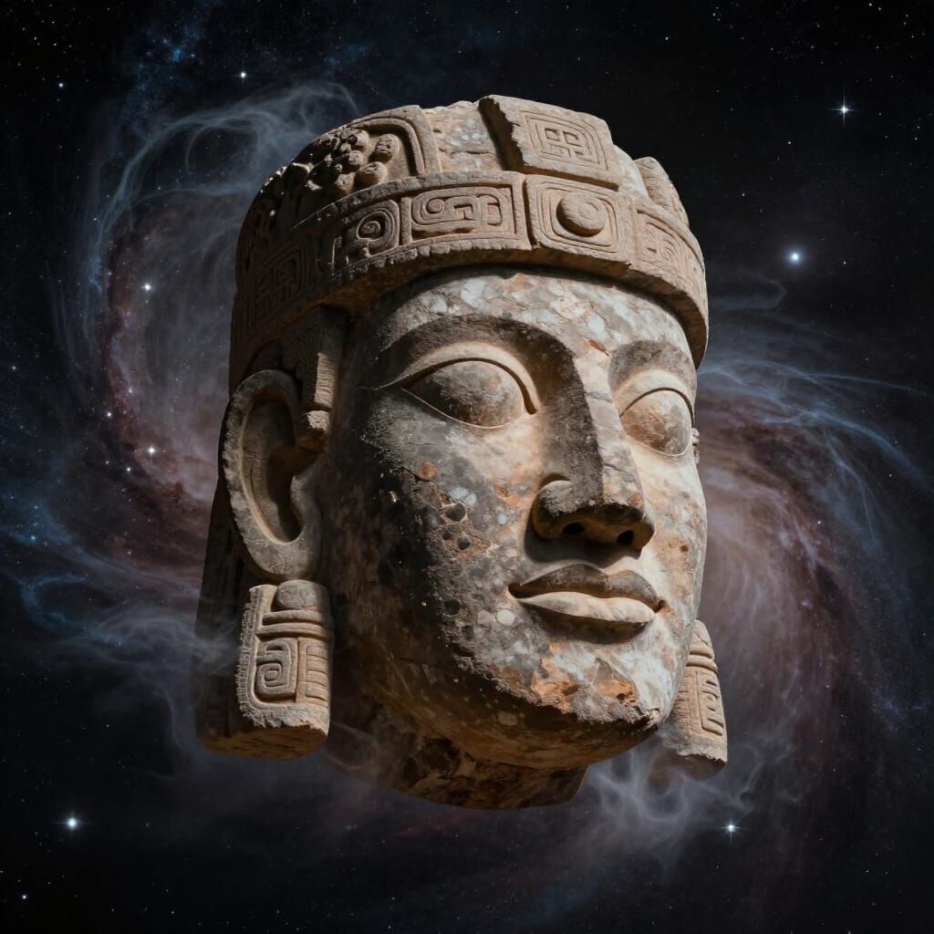 Incan Stone Head in Cosmic Void