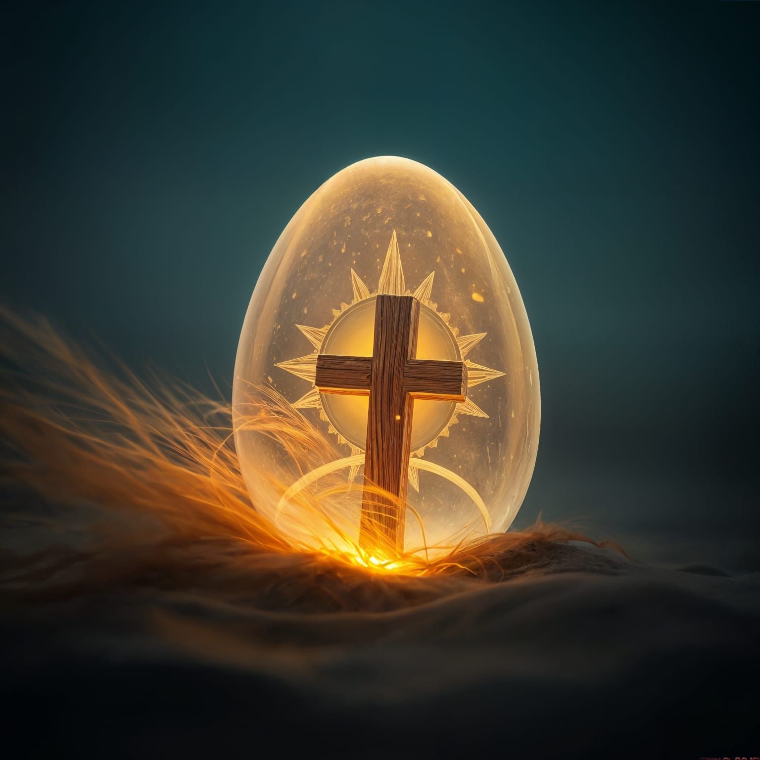 Ethereal Crystal Egg Amidst a Sandstorm's Fury