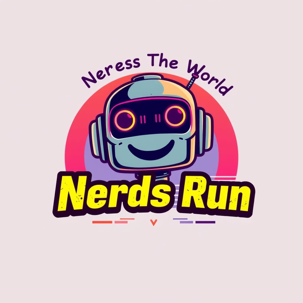 Retro-Futuristic Robot Logo in Distressed Neon