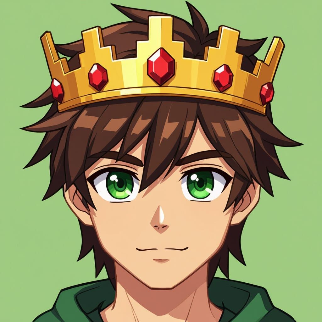 Anime Style Man with Golden Crown Icon