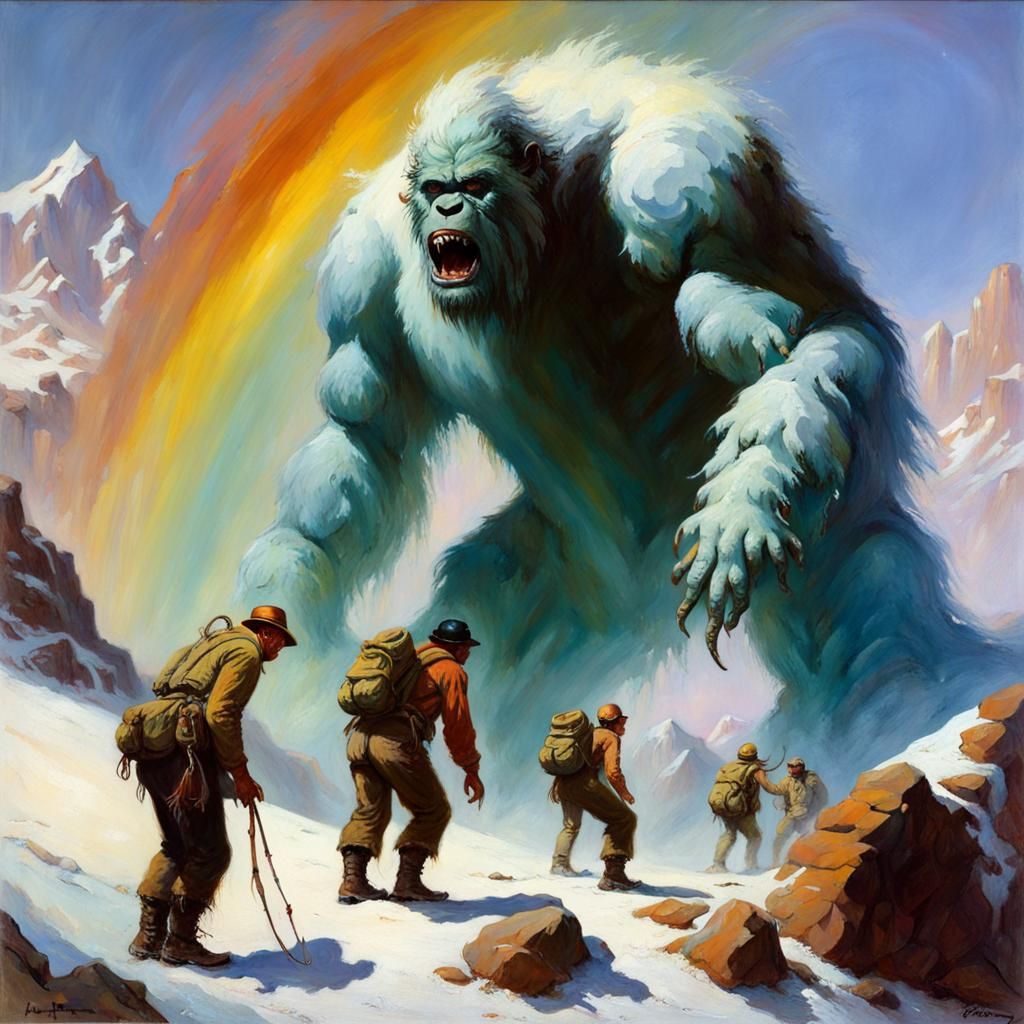 Mountain climbers discover a giant rainbow yeti Frank Frazet...