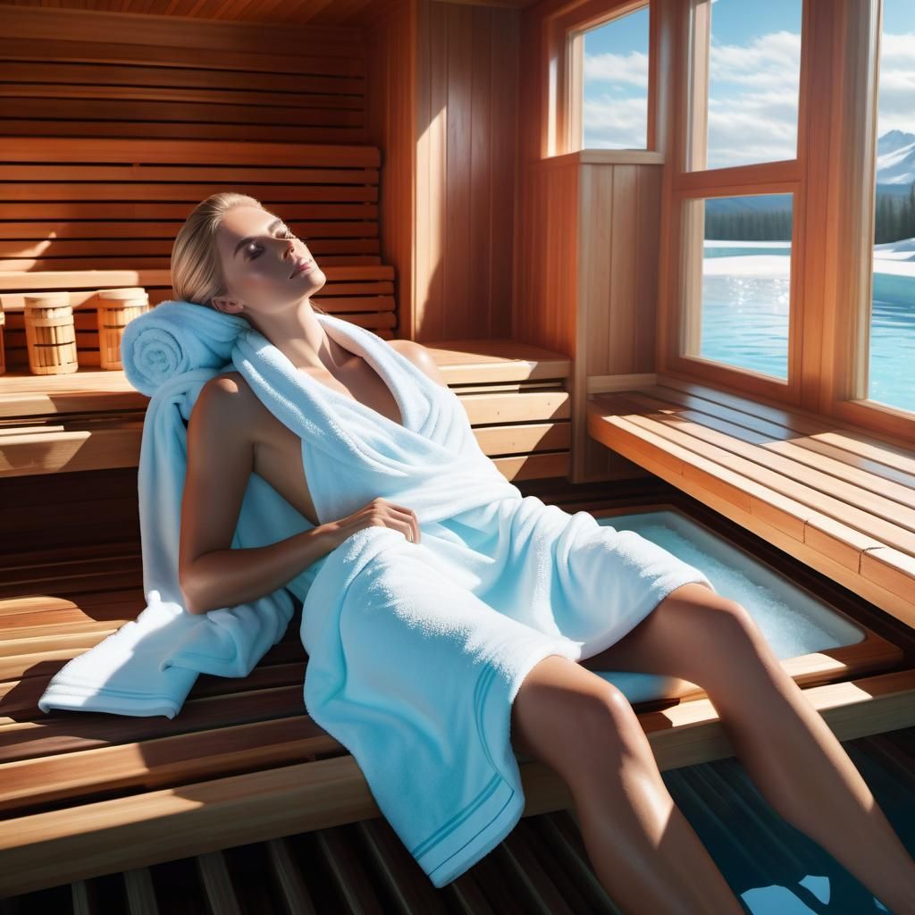 Finnish Woman in Sauna, Hyperdetailed Portrait