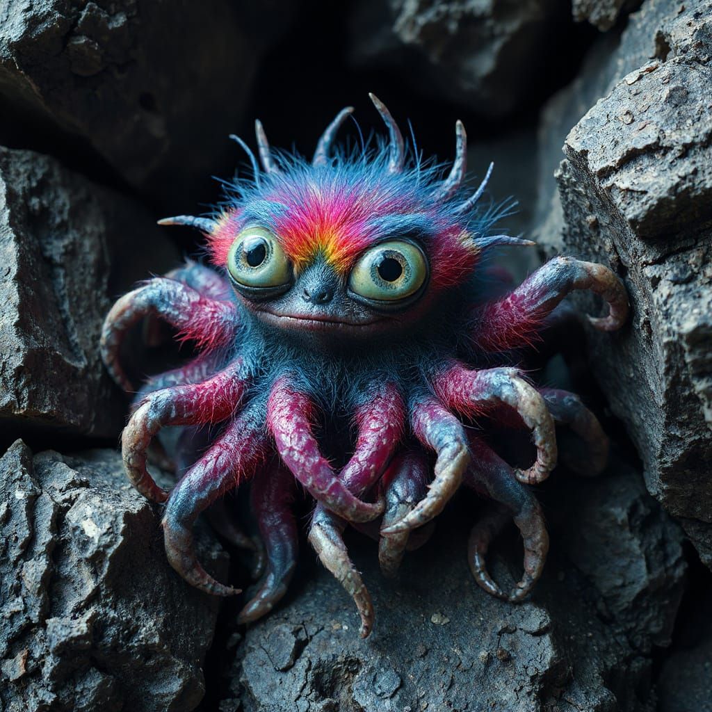 Creepy Cute Rainbow Creature with Tentacles