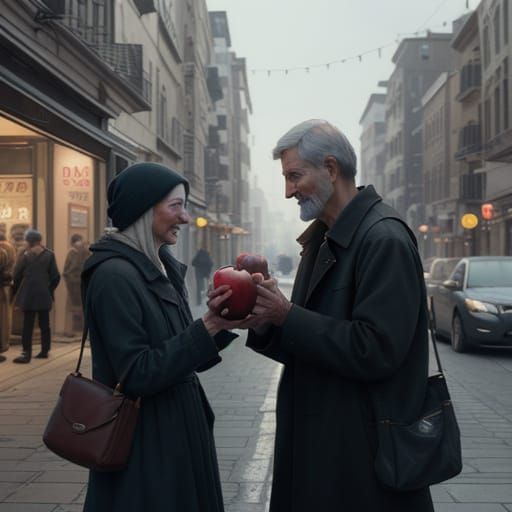 Digital Matte Painting of Empathy on a City Street