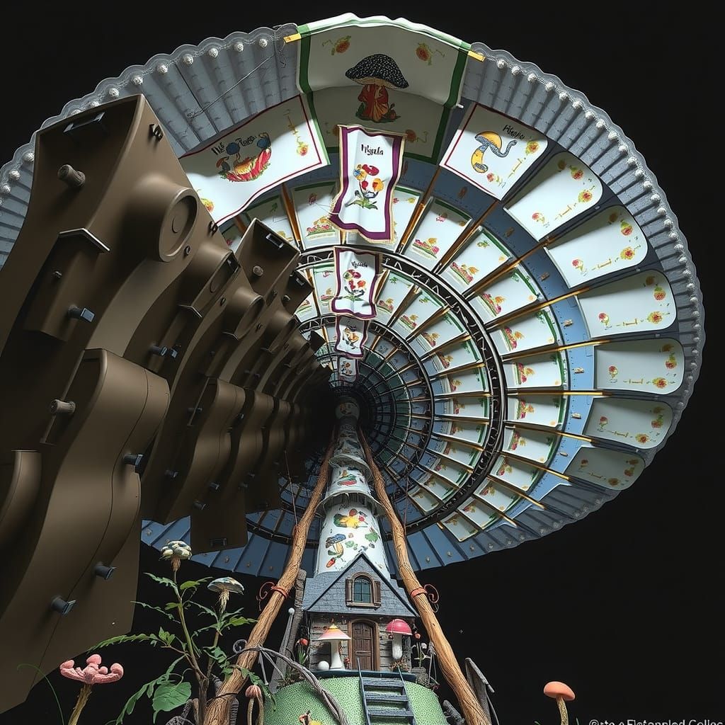 Fantastical Fungal Metropolis in Hyperreal Style