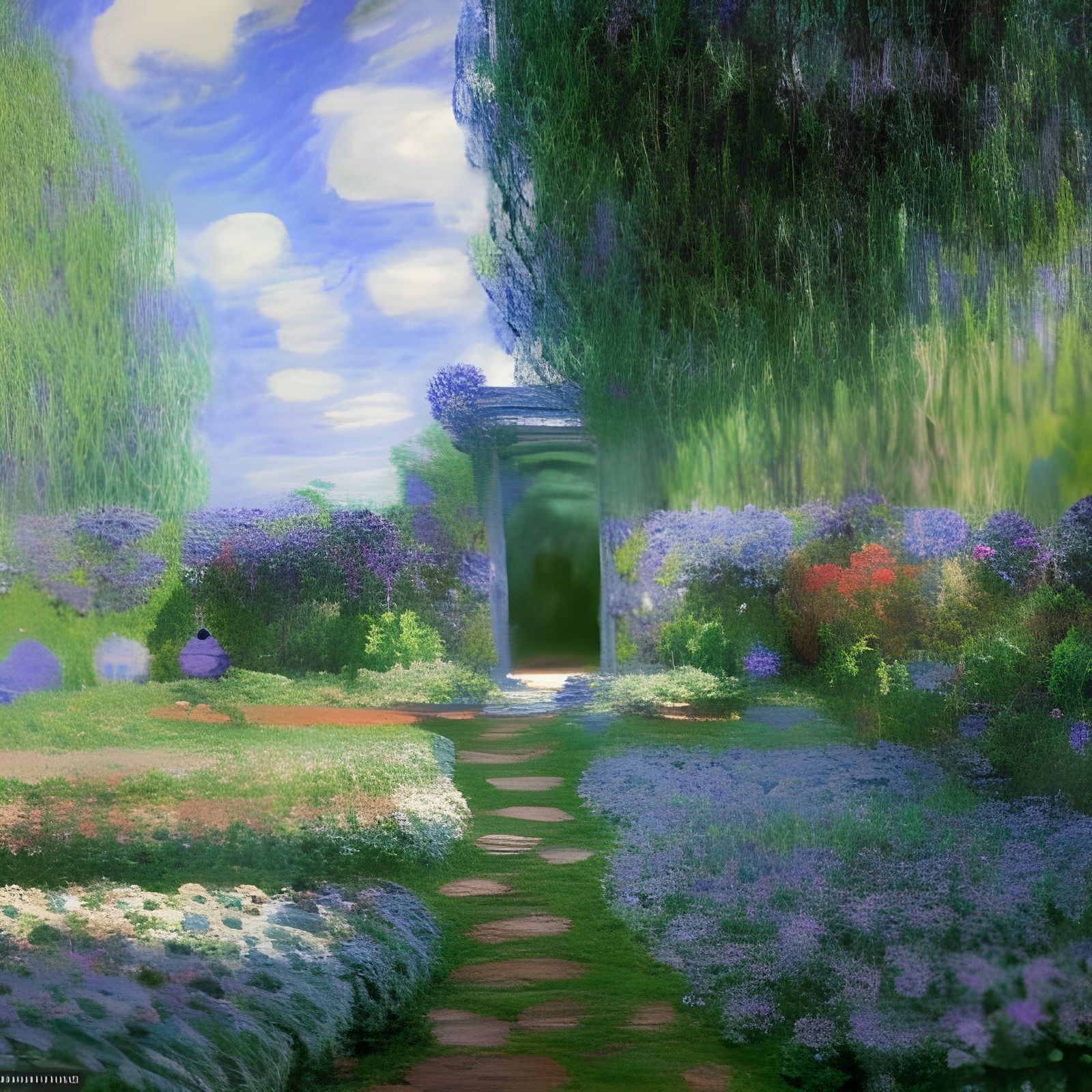 Secret Garden in Claude Monet Style