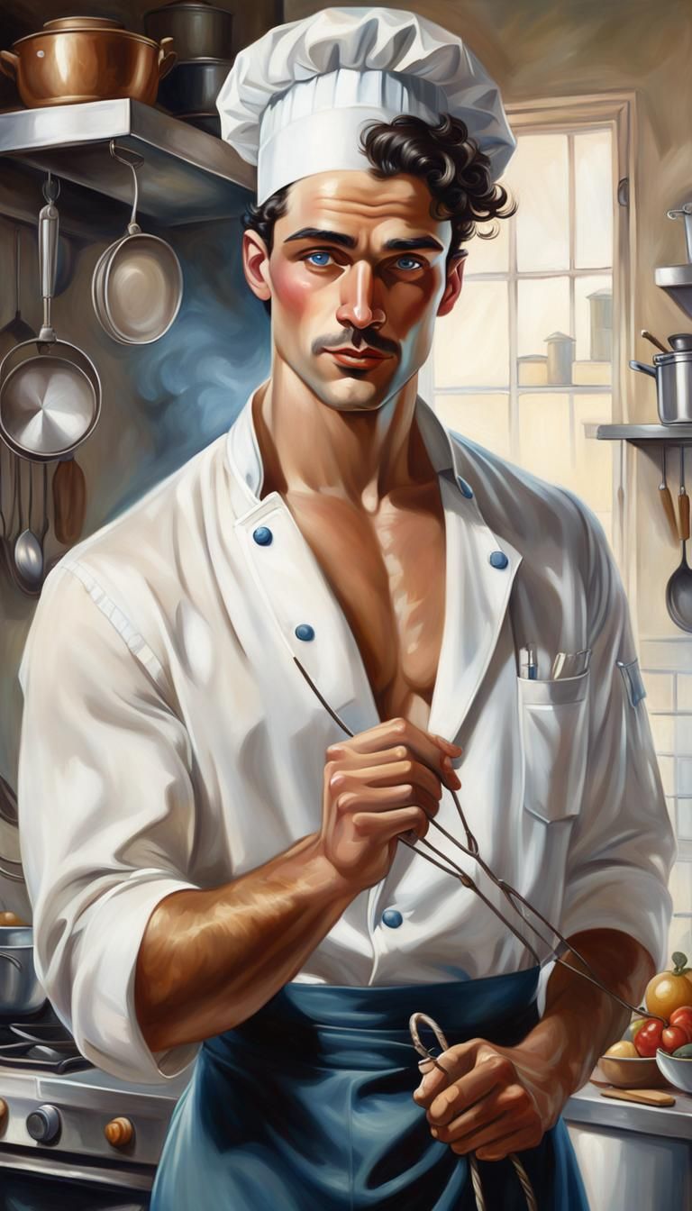 Art Deco Chef Portrait in Tamara de Lempicka Style