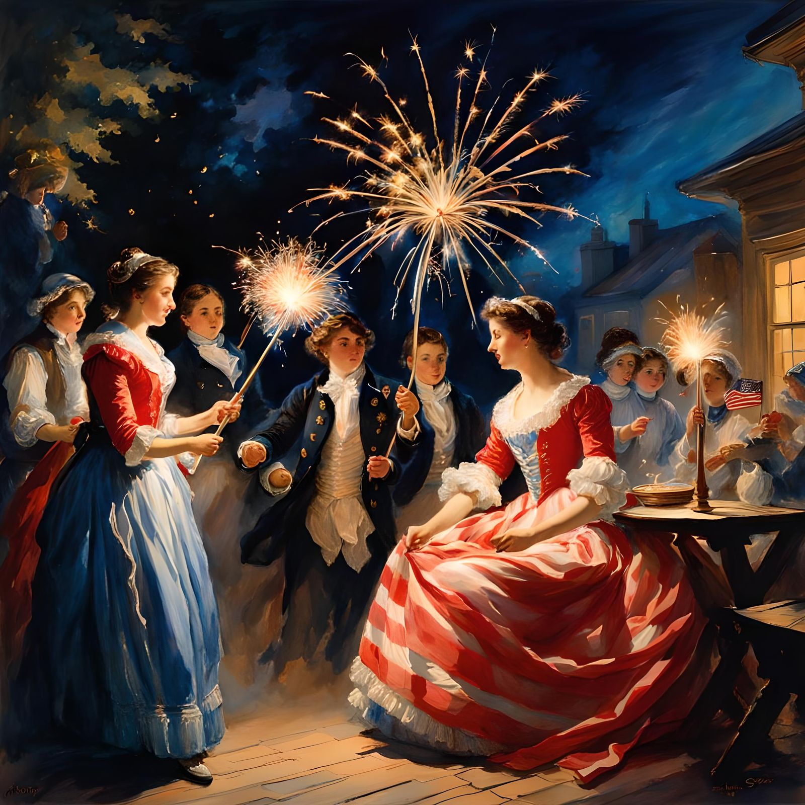 Betsy Ross Celebrates July 4th: Watercolor and Ink