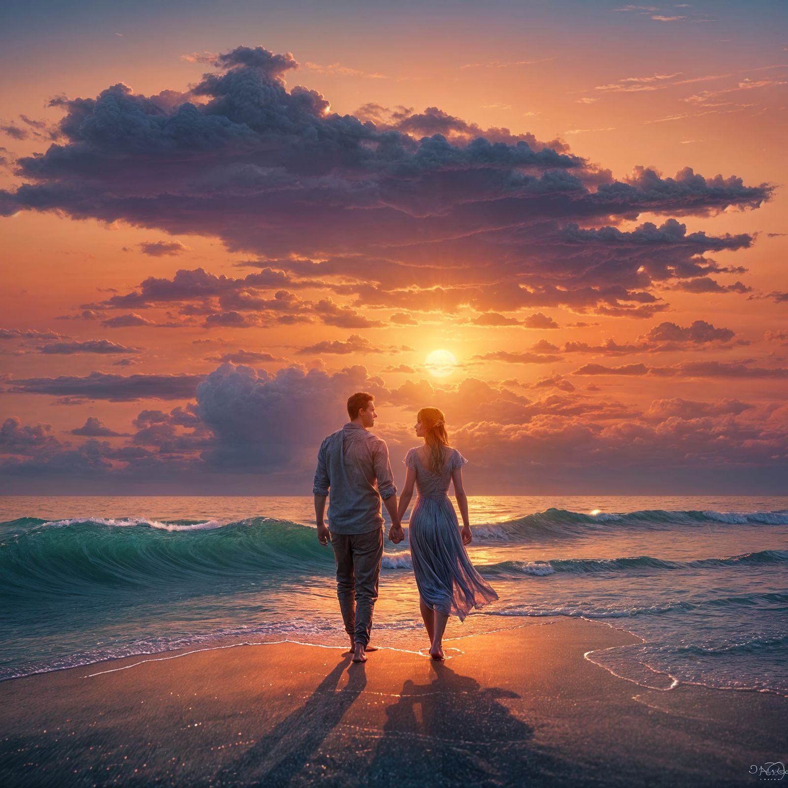 Hyperrealistic Sunset Lovers
