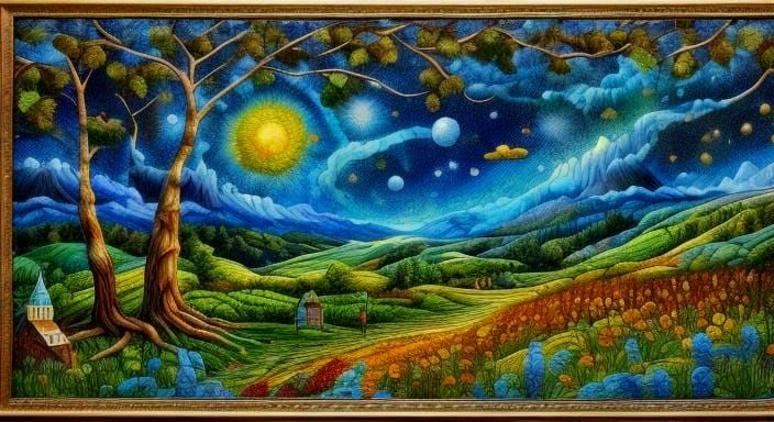 Abstract Iridescent Mosaic in Chaotic Style