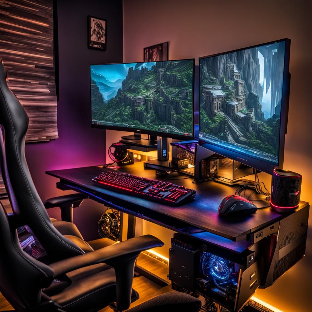 Hyperrealistic Gaming PC Setup in HDR