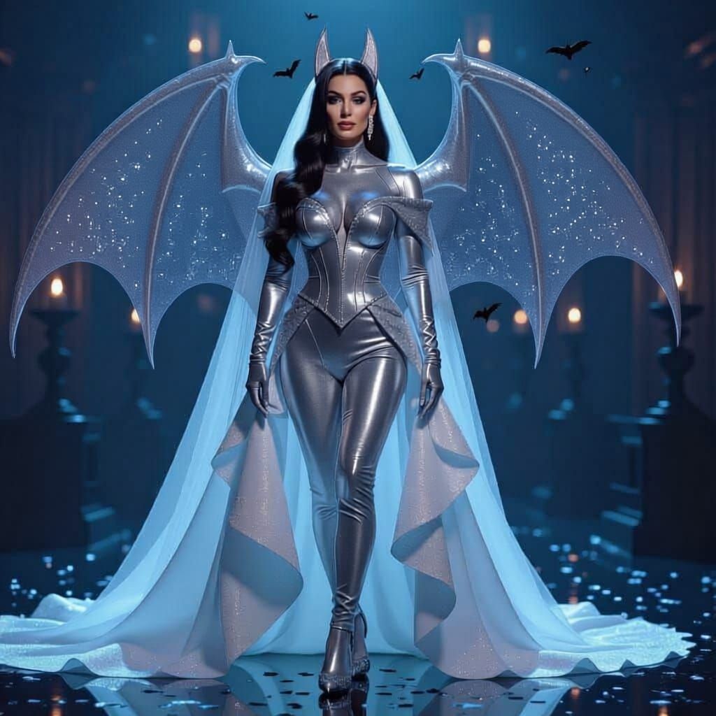 Cher as Batlady in Iridescent Wedding Suit