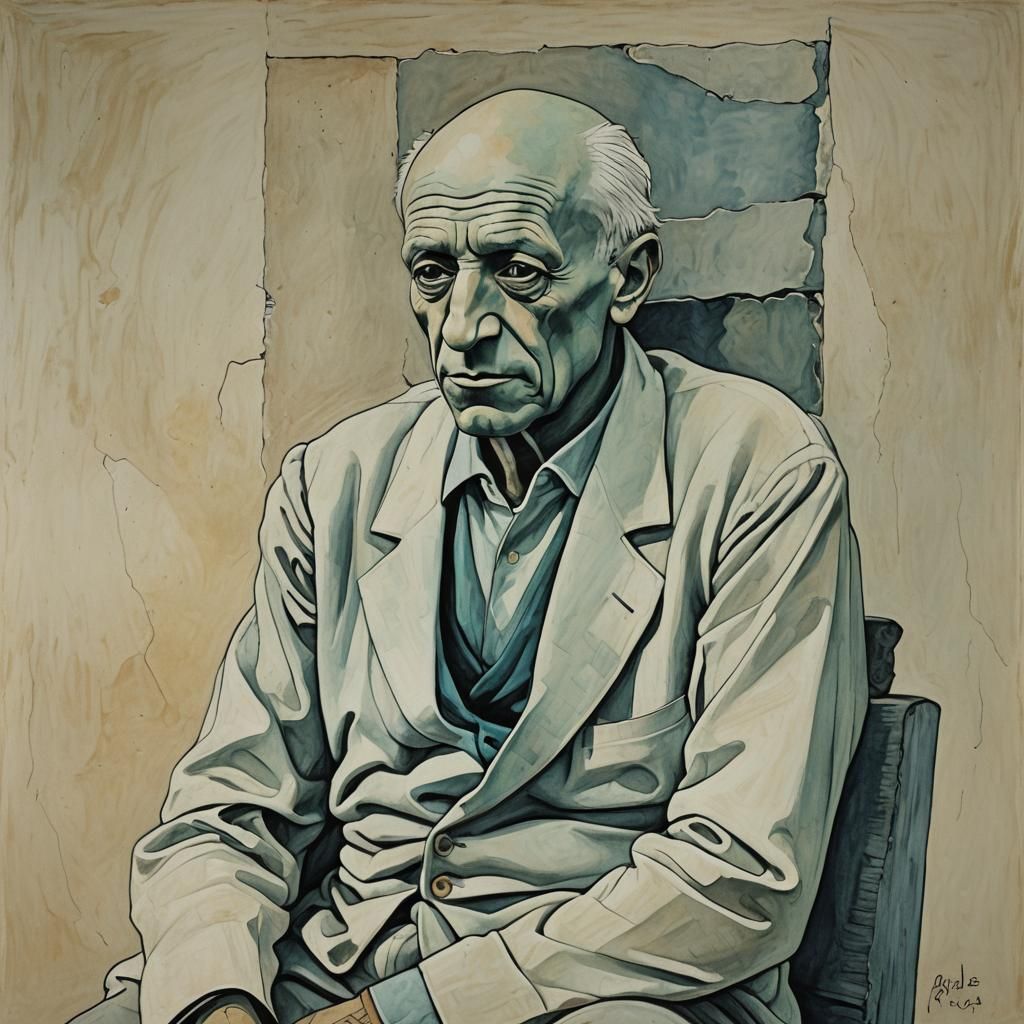 Rock Star in Moebius-Inspired Cubist Style