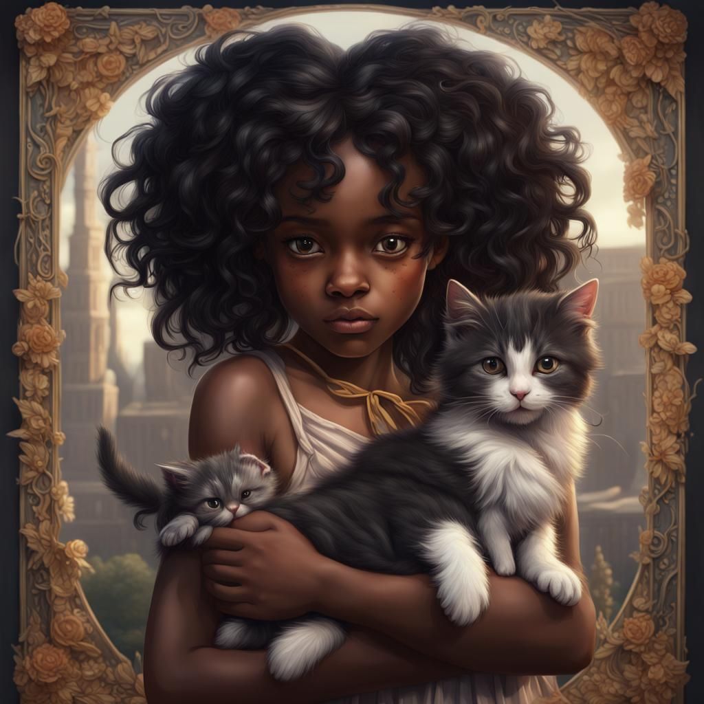 Girl with Kitten: Fantasy Concept Art